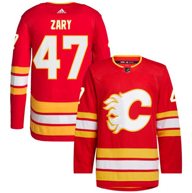 Men%27s Calgary Flames #47 Connor Zary Red Stitched Jersey Dzhi